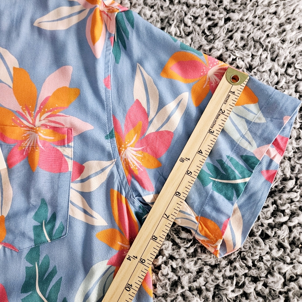 Duvin Mens Hawaiian Shirt Medium M Short Sleeve Button Up Floral Tropical Beach - Picture 14 of 14